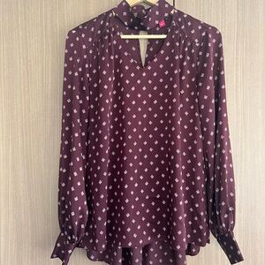 Elegant Burgundy Patterned Blouse